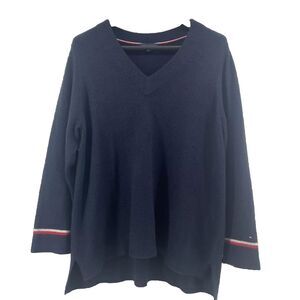 Tommy Hilfiger Sweater Womens 1X Tunic Classic Navy Red White‎ Blue Oversized